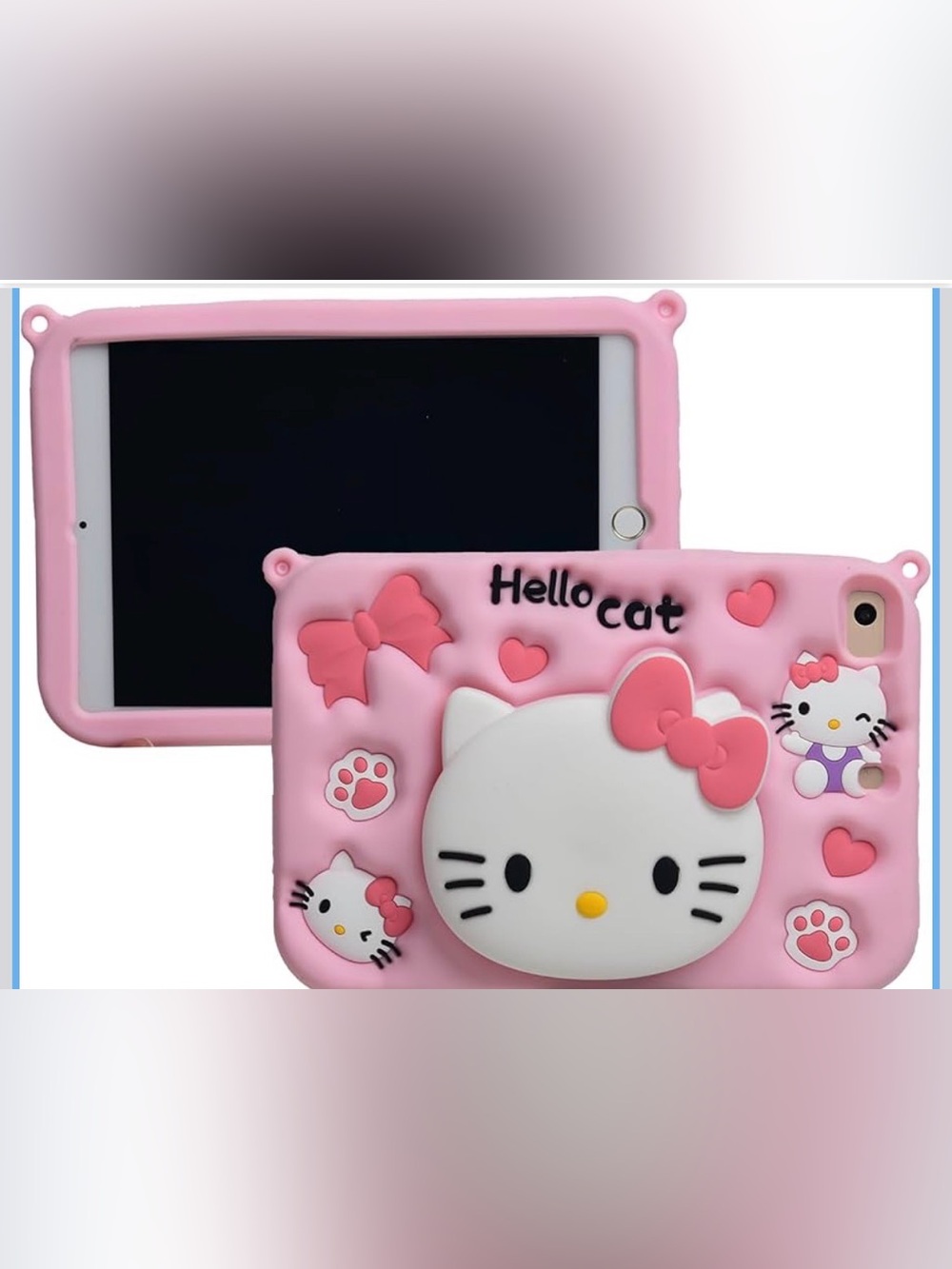 Pink Hello Cat Silicone Tablet Case for Kids NWT
